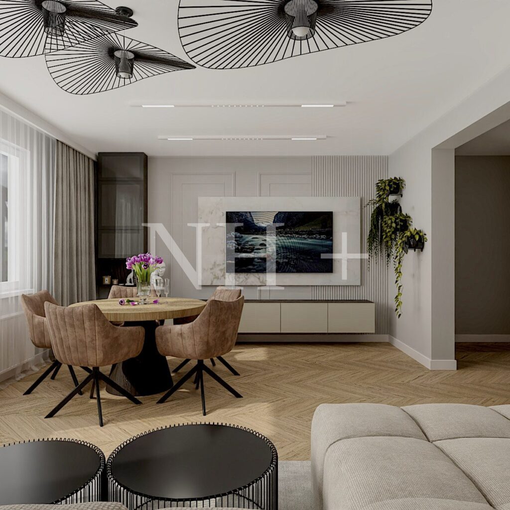 Nowoczesny salon z zabudową Ikea