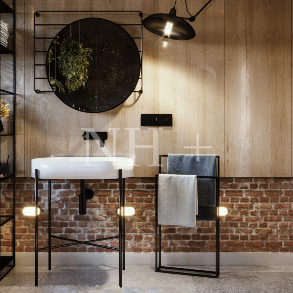 Łazienka Loftowa 5m² - wanna wolnostojąca, cegła i beton