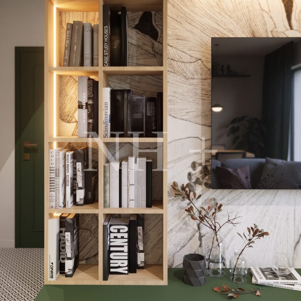 Dom w Malinówkach Archon+ | Zieleń w stylu Biophilic design | Salon z kuchnią i jadalnią